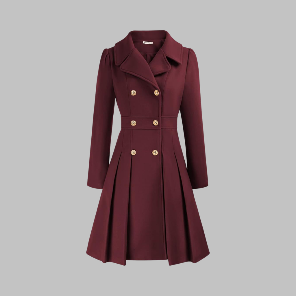 Dami - Classy Double Button Long Sleeve Coat