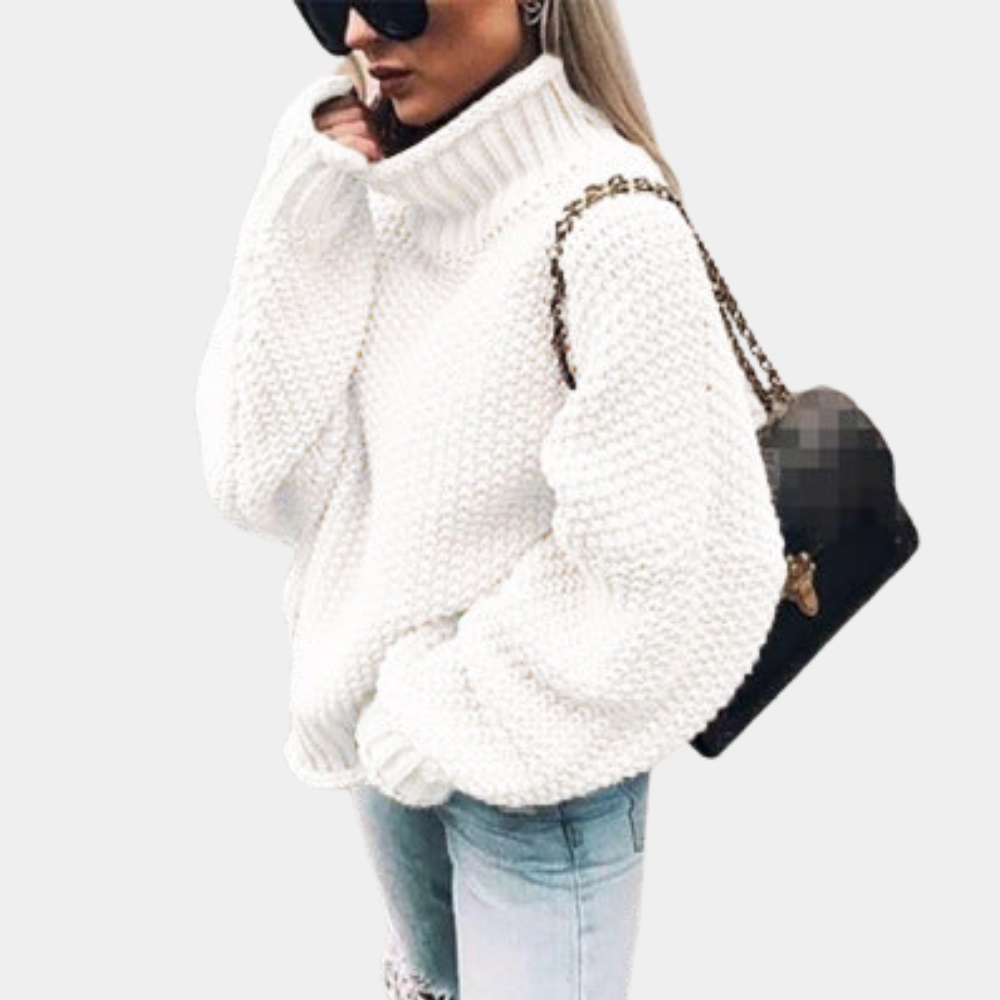 Women’s Oversized Chunky Turtleneck Sweater – Textured Long-Sleeve Knit Jumper for Cosy Winter Layering and Everyday Wear