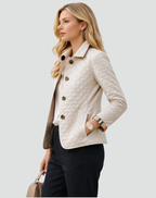 Women’s Quilted Jacket Button Front Collared Outerwear