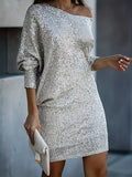 Women’s Sequin Party Dress Elegant Contrast Sparkle Evening Dress Lightweight Comfortable Occasion Wear