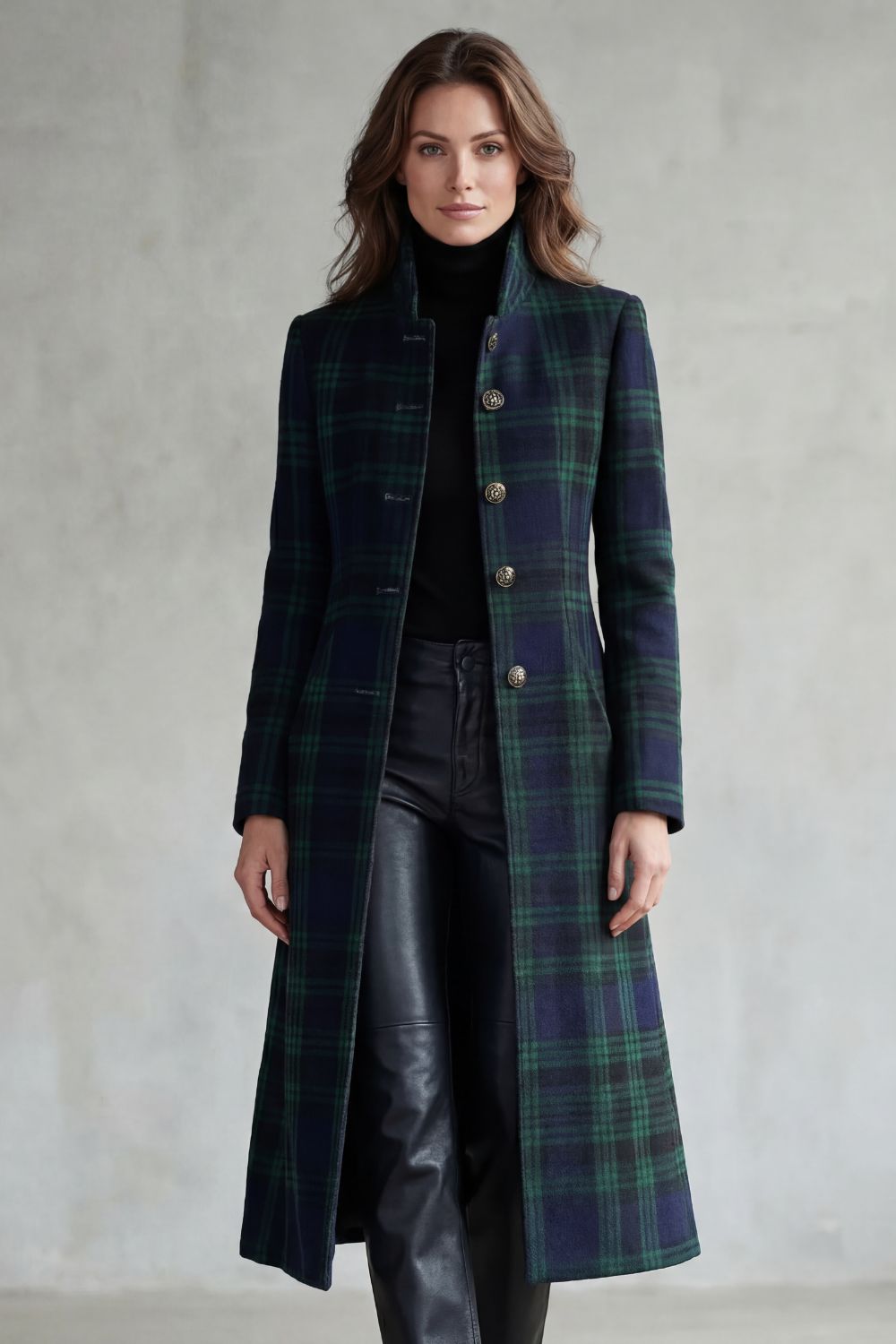 Highland check silhouette | Wool blend coat