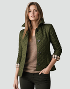 Women’s Quilted Jacket Button Front Collared Outerwear