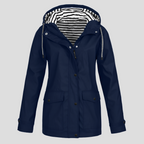 Women's Waterproof Hooded Raincoat with Zip Closure