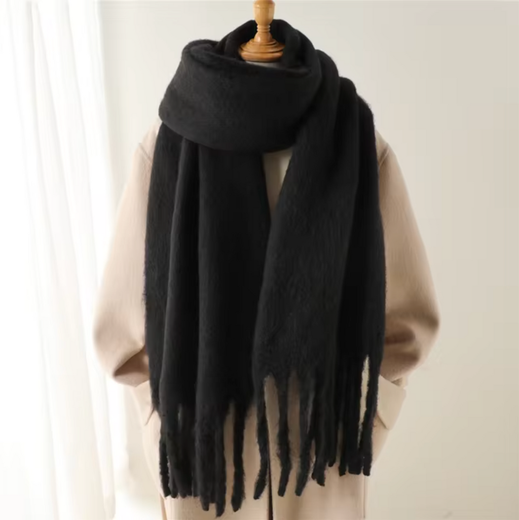 Women’s Cashmere-Feel Winter Scarf – Soft Oversized Fringed Wrap for Cold-Weather Everyday and Occasion Wear