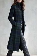 Highland check silhouette | Wool blend coat