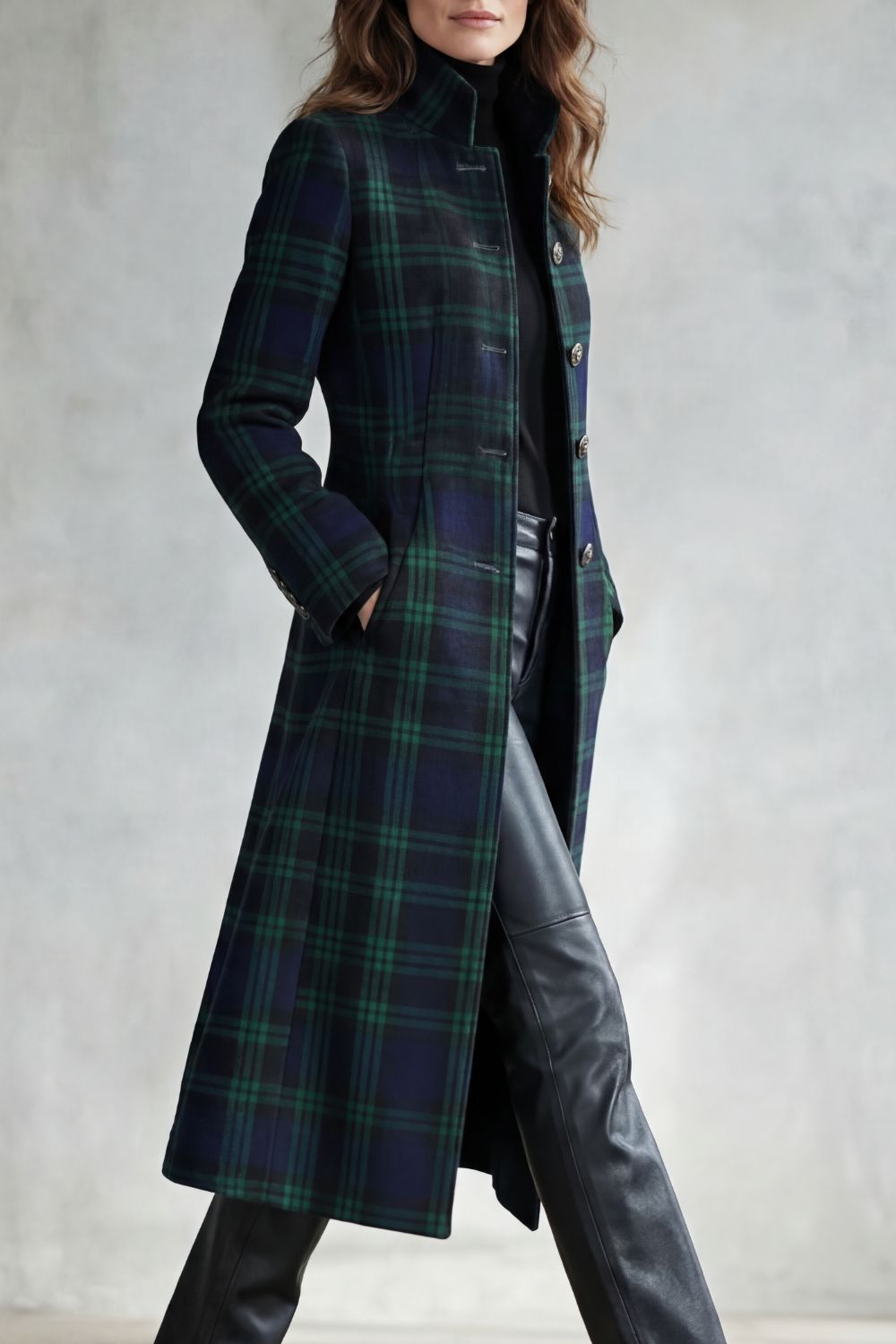 Highland check silhouette | Wool blend coat
