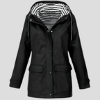 Women's Waterproof Hooded Raincoat with Zip Closure