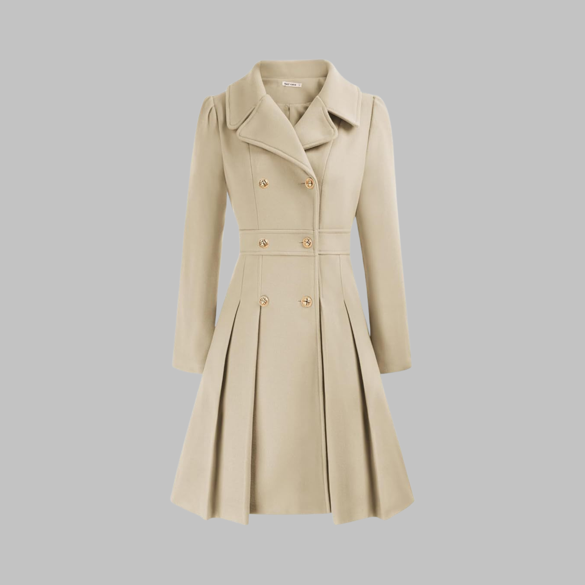 Dami - Classy Double Button Long Sleeve Coat