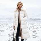 Women’s Belted Long Puffer Coat – Faux-Fur Collar Padded Winter Style for Cold-Weather City Wear Travel and Elegant Everyday Layering
