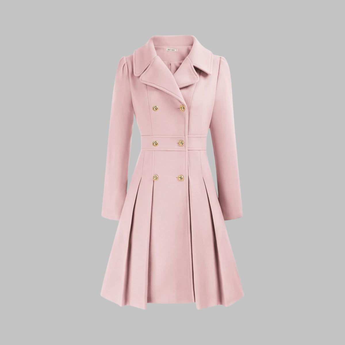 Dami - Classy Double Button Long Sleeve Coat
