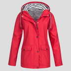 Women's Waterproof Hooded Raincoat with Zip Closure