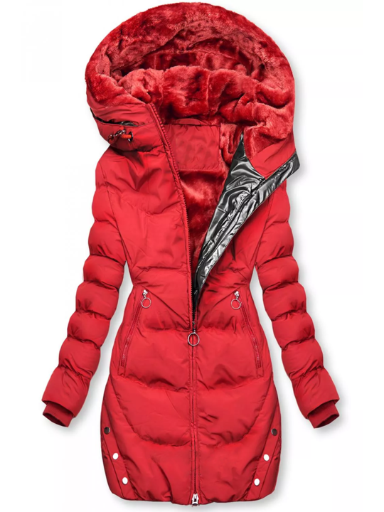 Women’s Plush-Lined Puffer Coat – Fitted Hooded Layer for Deep Winter Wear