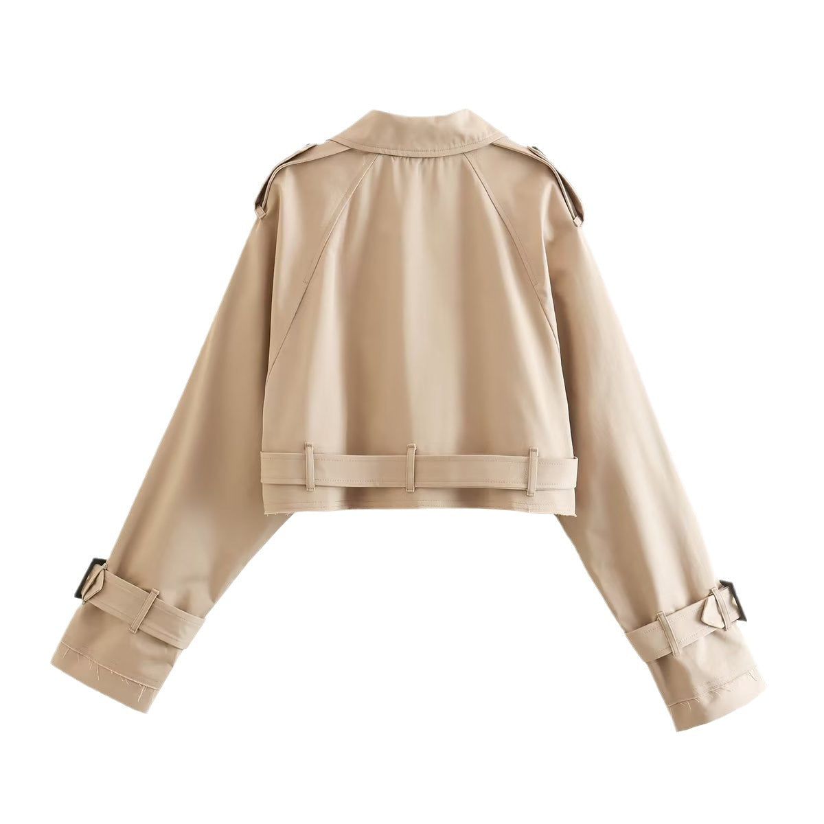 Women’s Belted Cropped Trench Jacket – Structured Transitional Layer for City and Office Wear