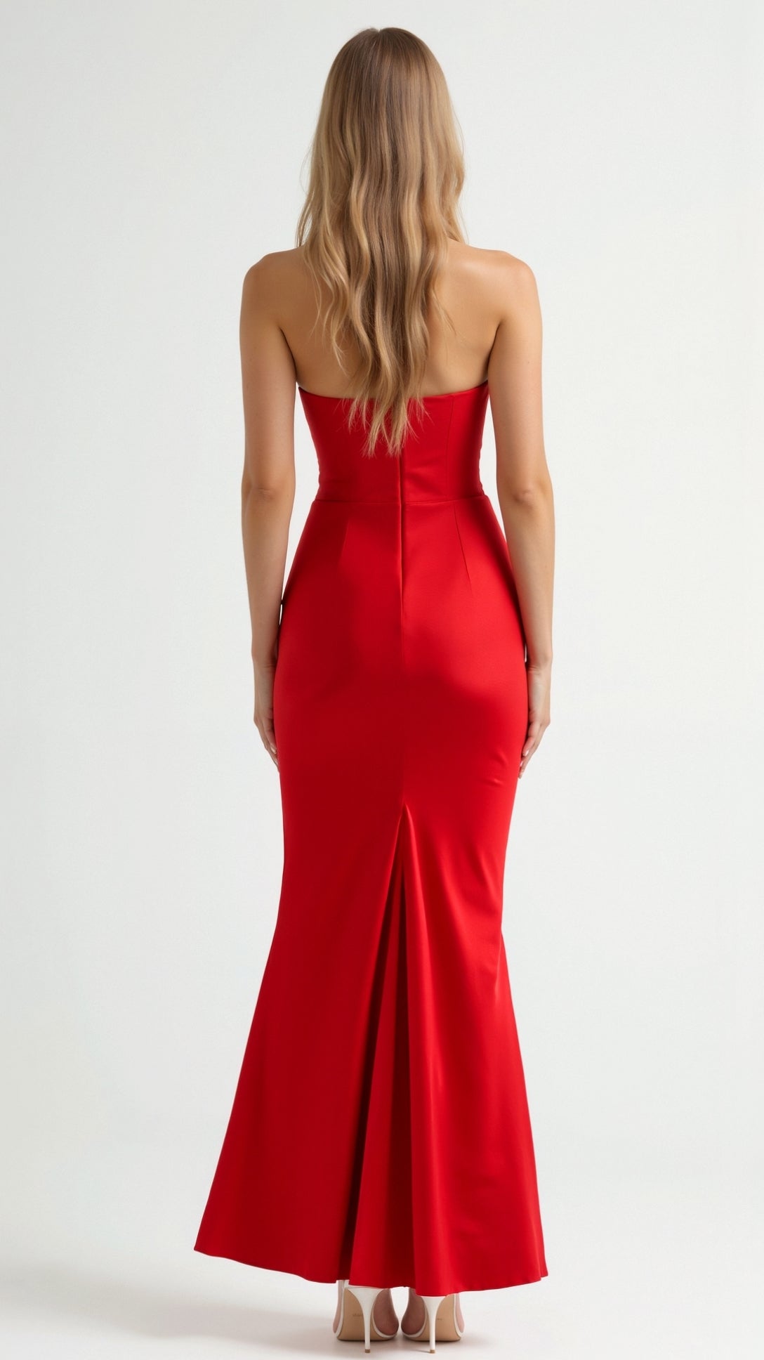 Women’s Strapless Column Maxi Dress – Ruched Wedding Guest Gown for Evening Receptions