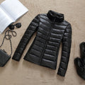 Women’s Shiny Quilted Puffer Jacket – Short Zip-Up Coat for Winter Wear