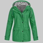 Women's Waterproof Hooded Raincoat with Zip Closure