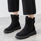 Women's Faux Suede Ankle Boots – Fleece-Lined Platform Snow Boot