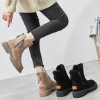 Women's Faux Suede Ankle Boots – Fleece-Lined Platform Snow Boot