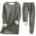 Women’s Fleece-Lined Two-Piece Thermal Set – Warm Long-Sleeve Top and Jogger Outfit for Cosy Everyday Winter Lounging Travel and Casual Cold-Weather Wear