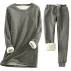 Women’s Fleece-Lined Two-Piece Thermal Set – Warm Long-Sleeve Top and Jogger Outfit for Cosy Everyday Winter Lounging Travel and Casual Cold-Weather Wear