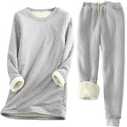 Women’s Fleece-Lined Two-Piece Thermal Set – Warm Long-Sleeve Top and Jogger Outfit for Cosy Everyday Winter Lounging Travel and Casual Cold-Weather Wear