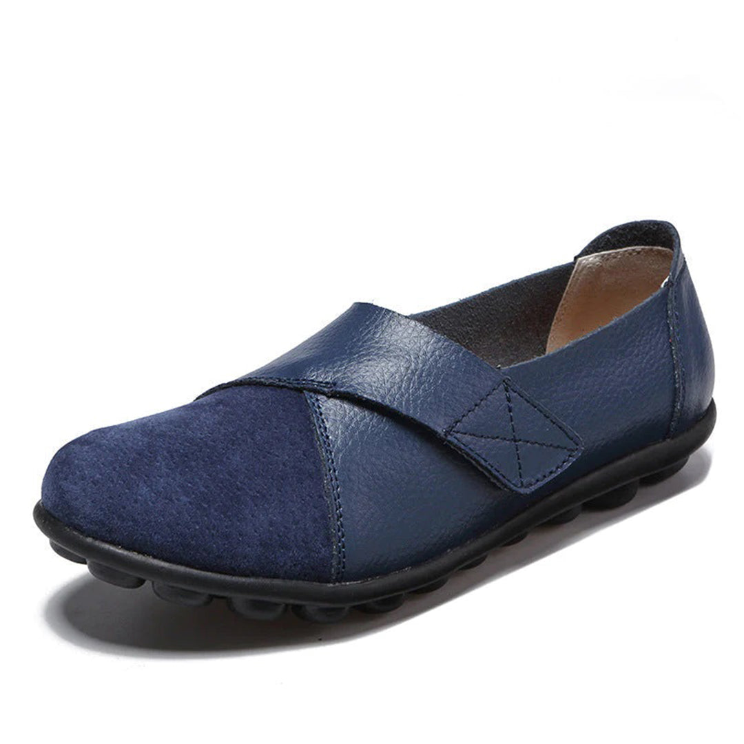 Women's Slip-On Leather Loafers with Textured Sole