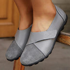 Women's Slip-On Leather Loafers with Textured Sole