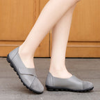 Women's Slip-On Leather Loafers with Textured Sole
