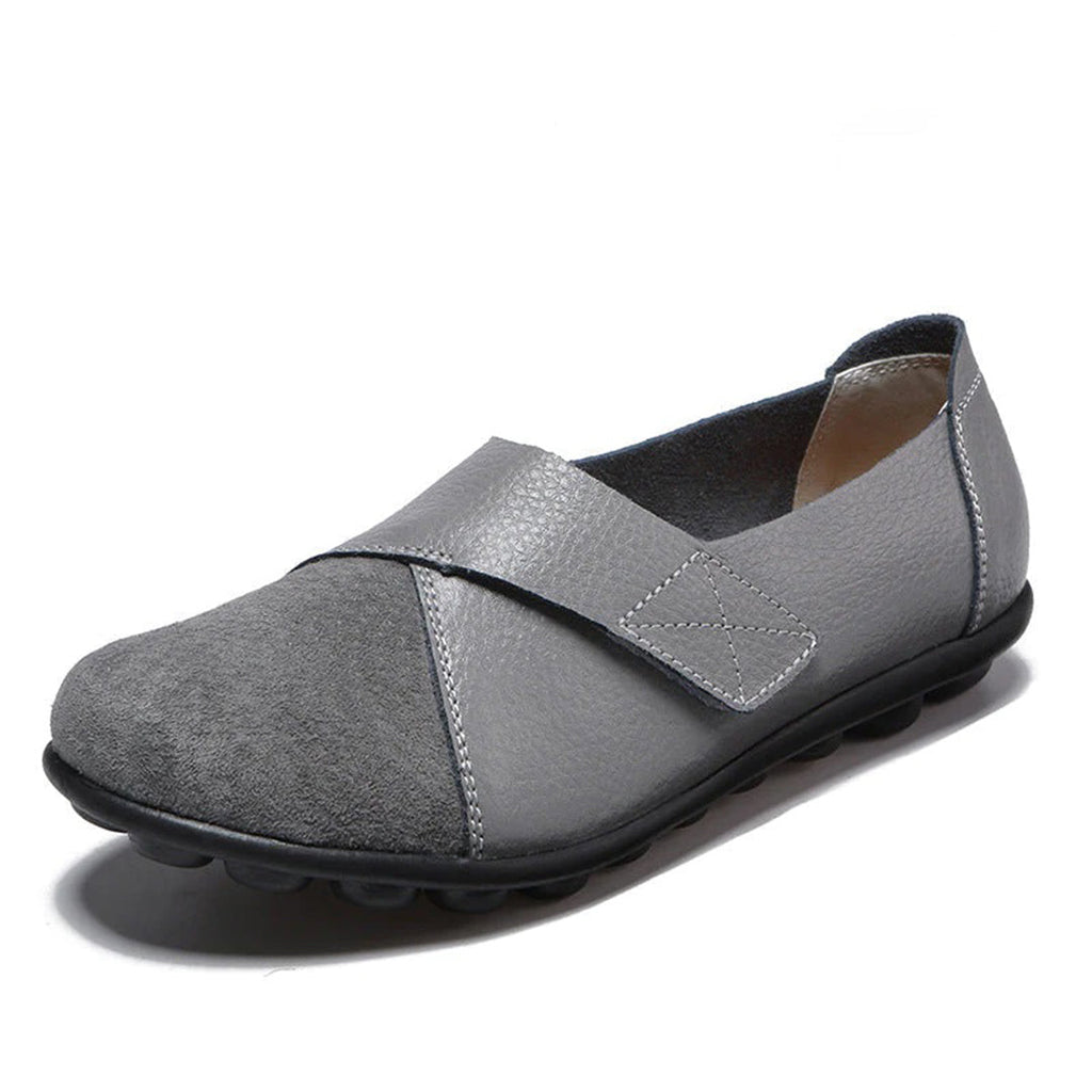 Women's Slip-On Leather Loafers with Textured Sole