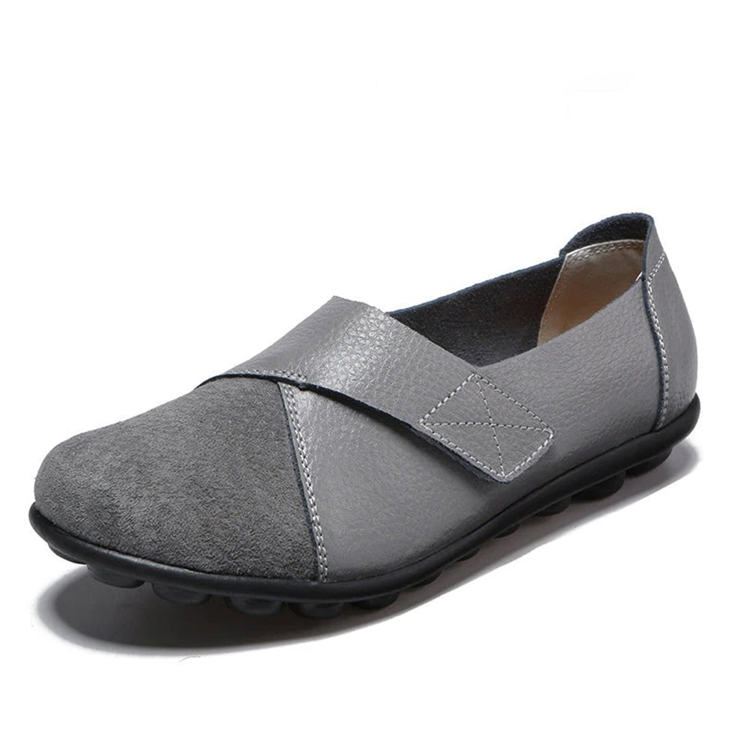 Women's Slip-On Leather Loafers with Textured Sole