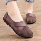 Women's Slip-On Leather Loafers with Textured Sole