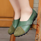 Women's Slip-On Leather Loafers with Textured Sole