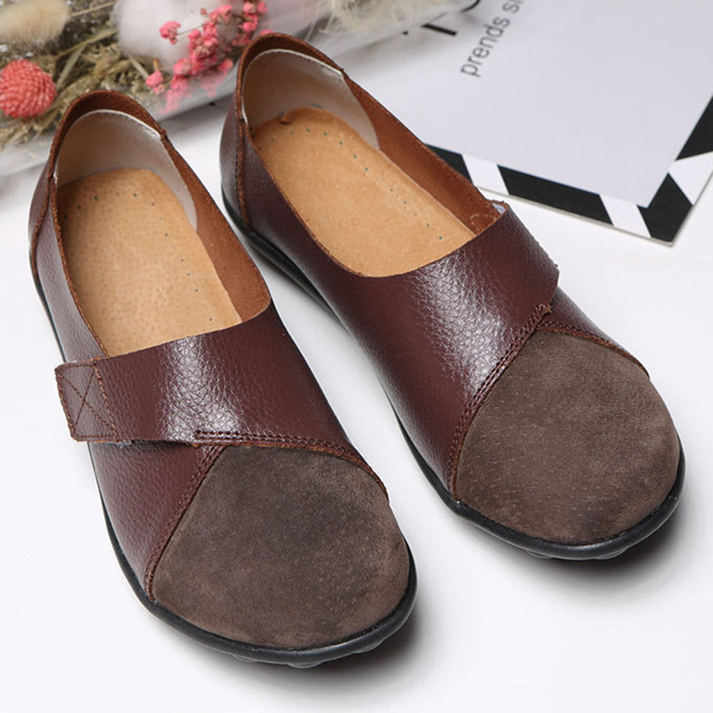 Women's Slip-On Leather Loafers with Textured Sole