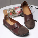 Women's Slip-On Leather Loafers with Textured Sole
