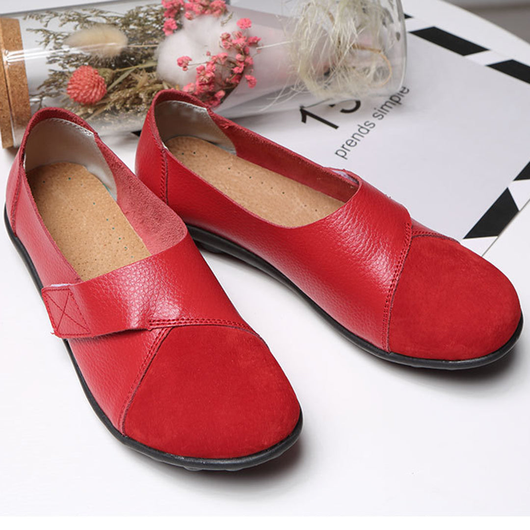Women's Slip-On Leather Loafers with Textured Sole