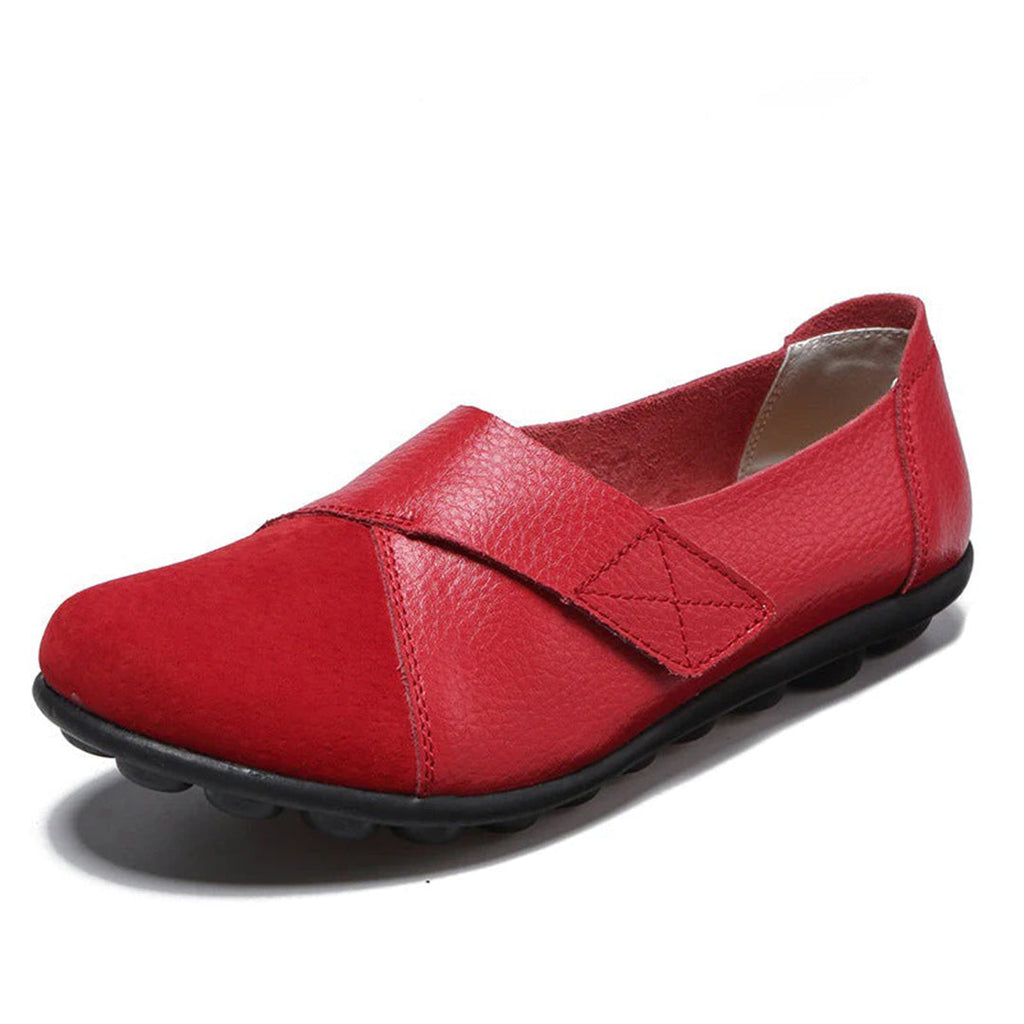 Women's Slip-On Leather Loafers with Textured Sole