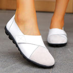 Women's Slip-On Leather Loafers with Textured Sole