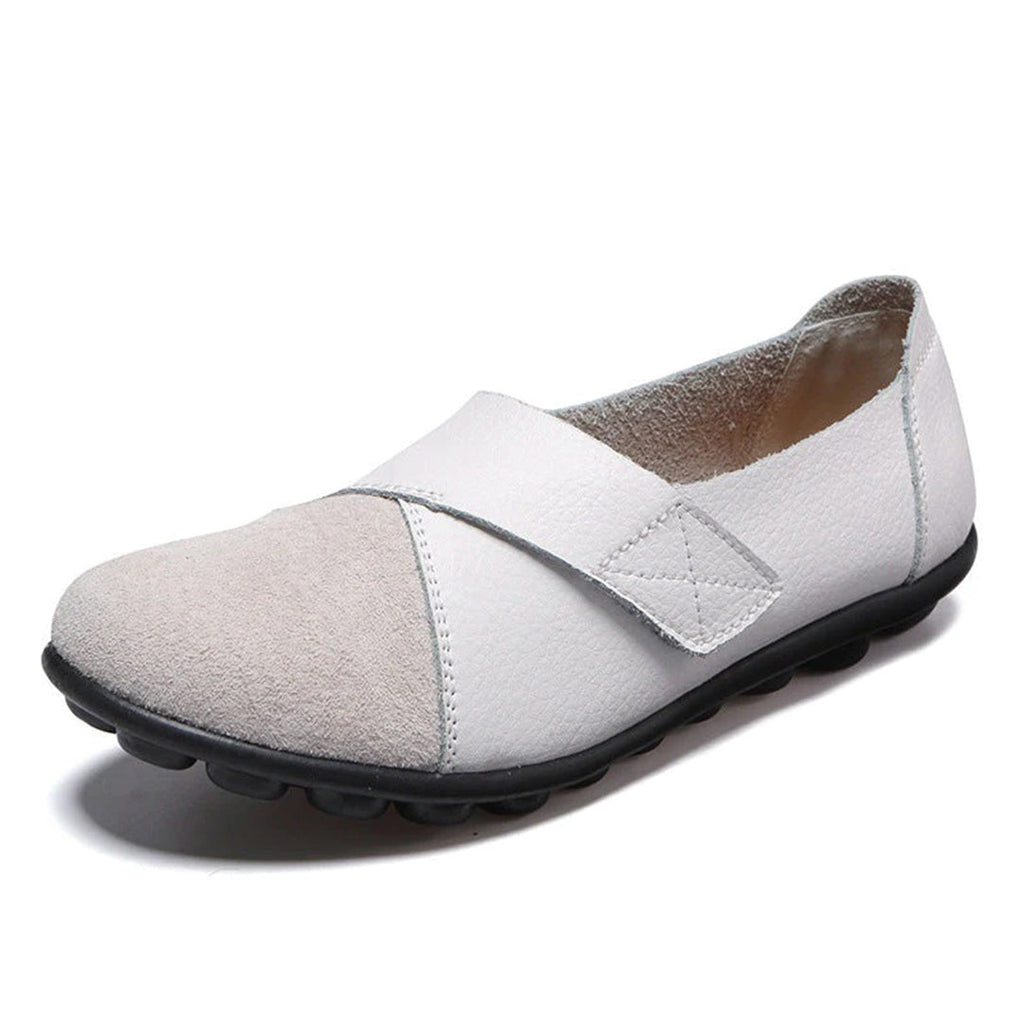 Women's Slip-On Leather Loafers with Textured Sole