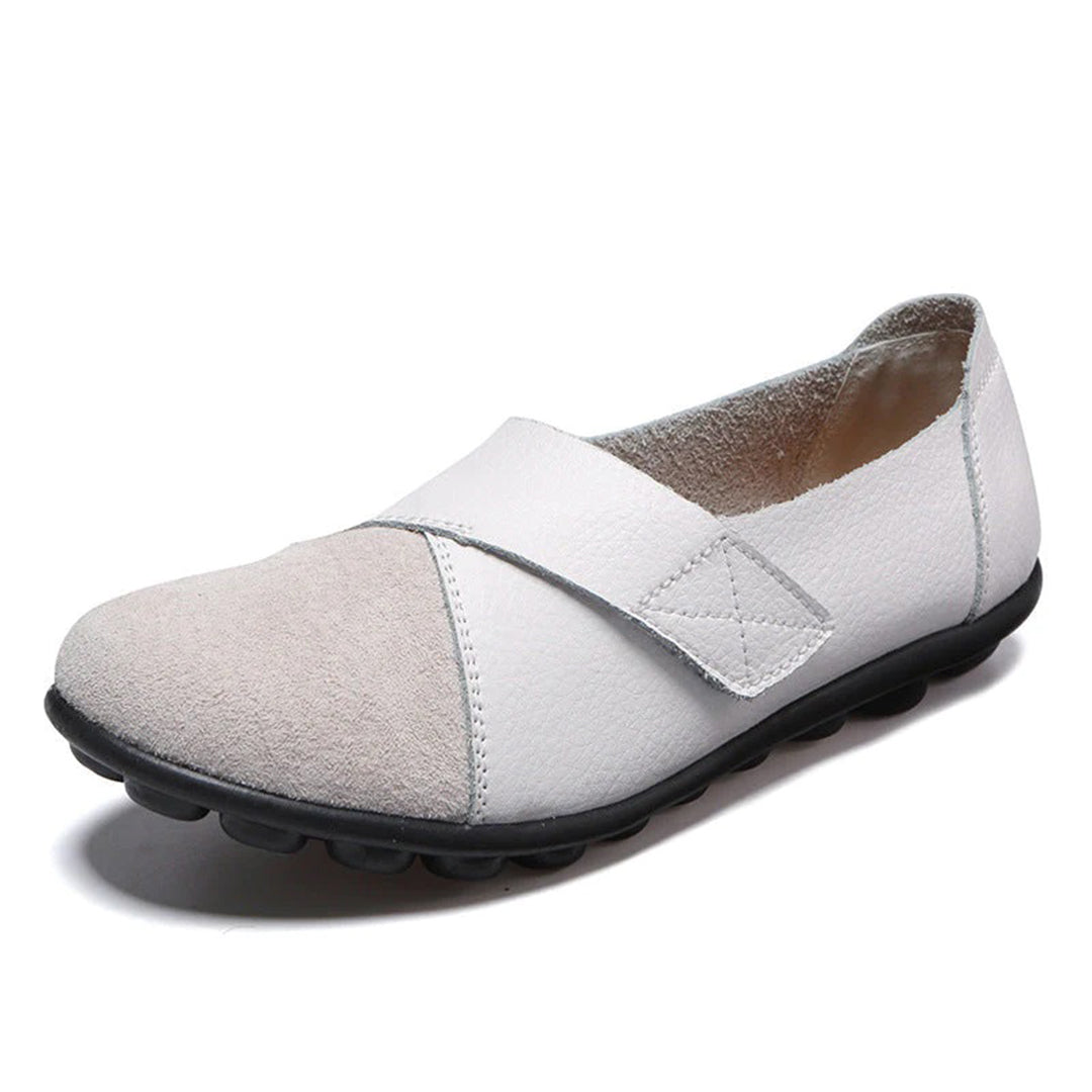 Women's Slip-On Leather Loafers with Textured Sole