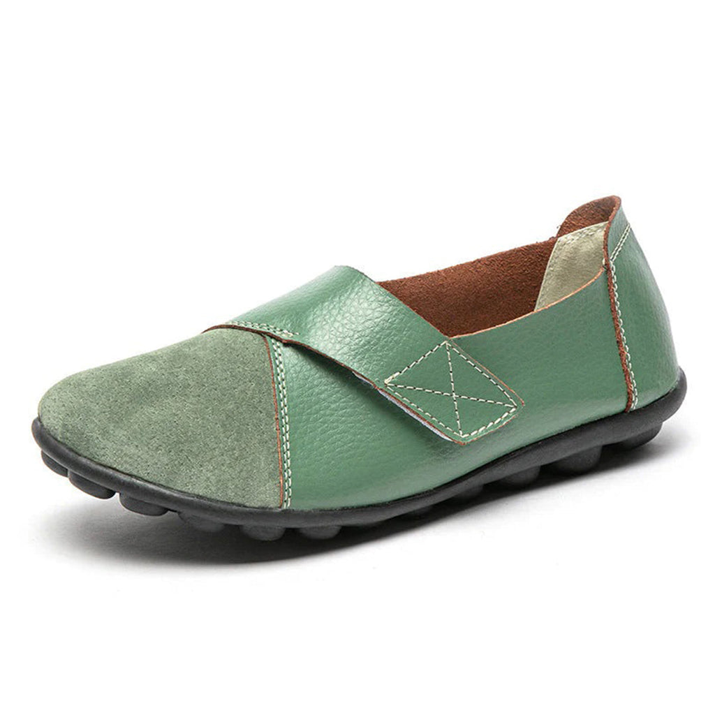 Women's Slip-On Leather Loafers with Textured Sole
