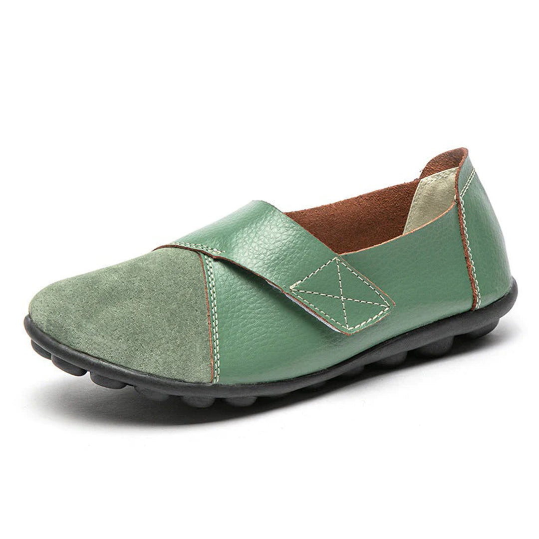 Women's Slip-On Leather Loafers with Textured Sole
