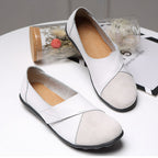 Women's Slip-On Leather Loafers with Textured Sole