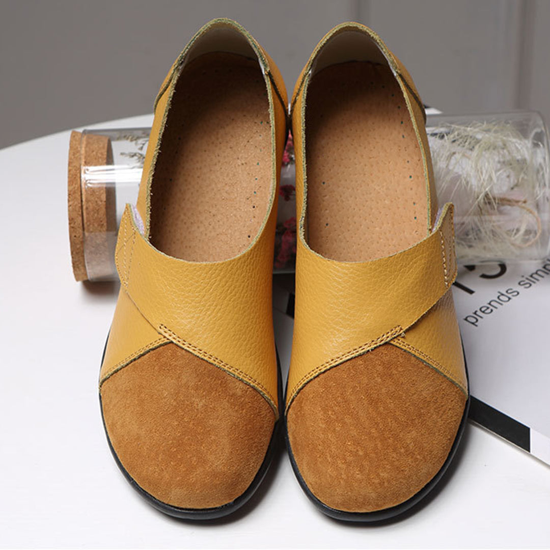 Women's Slip-On Leather Loafers with Textured Sole