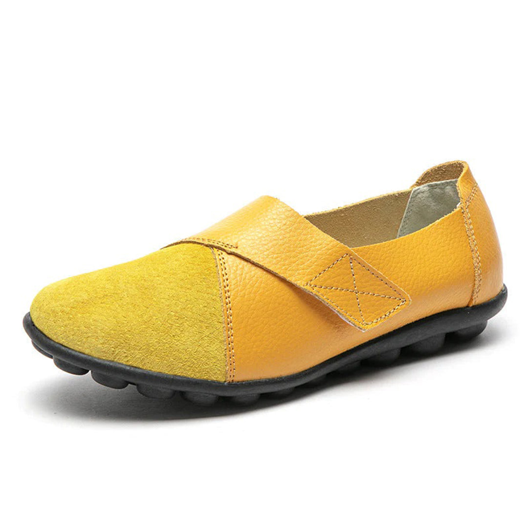 Women's Slip-On Leather Loafers with Textured Sole