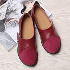 Women's Slip-On Leather Loafers with Textured Sole