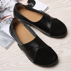 Women's Slip-On Leather Loafers with Textured Sole