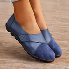 Women's Slip-On Leather Loafers with Textured Sole