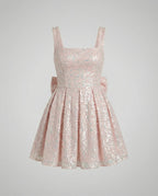 Women's Sequin Fit-and-Flare Mini Dress Square-Neck