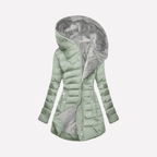 Women's Hooded Quilted Coat with Zip Front and Side Pockets