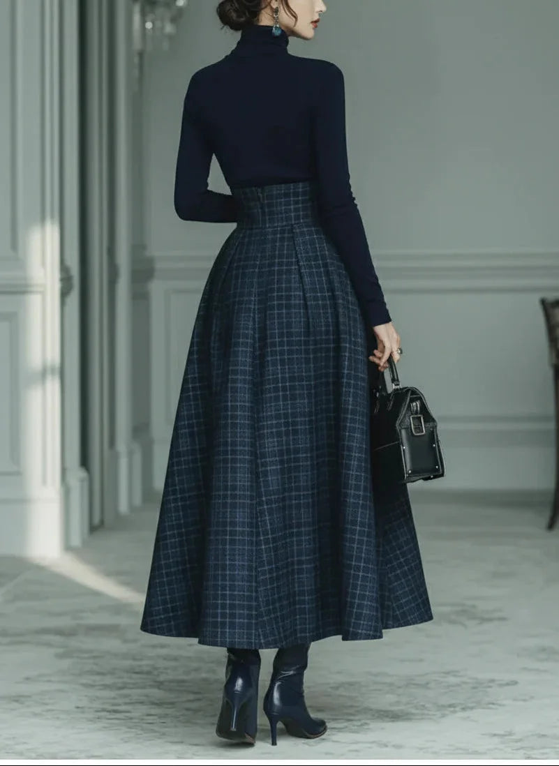 Women’s Turtleneck Skirt Co-Ord Set – High-Waist A-Line Autumn and Winter Occasion Wear